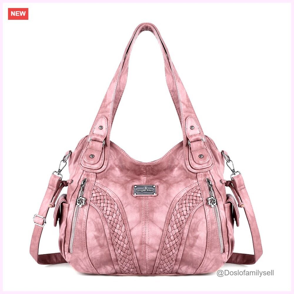 Washed PU Leather Tote Bag with Adjustable Strap, Multiple Pockets